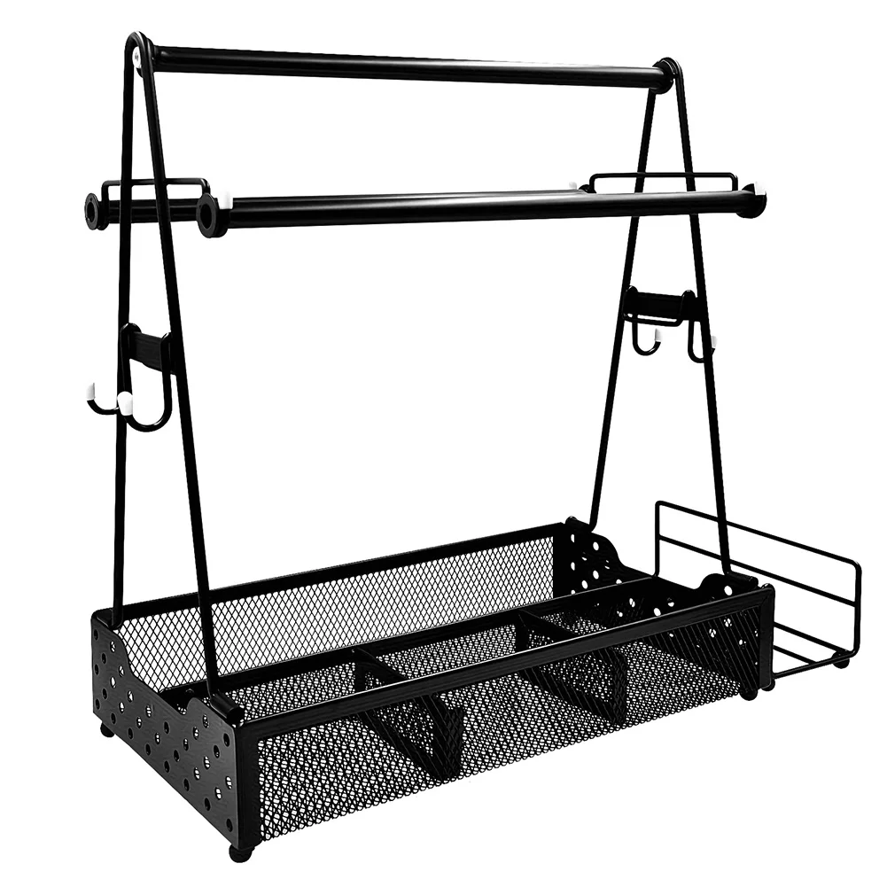 

BBQ Utensil Caddy W/ Paper Towel Holder Grill Caddy & Plate Holder Picnic Grill Condiment Caddy for Outdoor Grill Picnic Camping