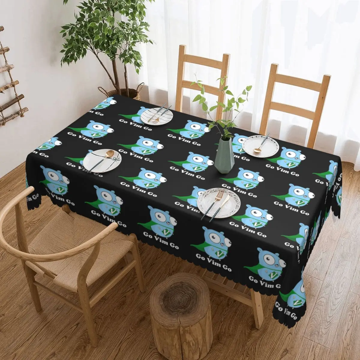 The Go Gopher Golang Vim Go Tablecloth Restaurant Kitchen Rectangular Tablecloth Decorations Tablecloth Dining Table Cover