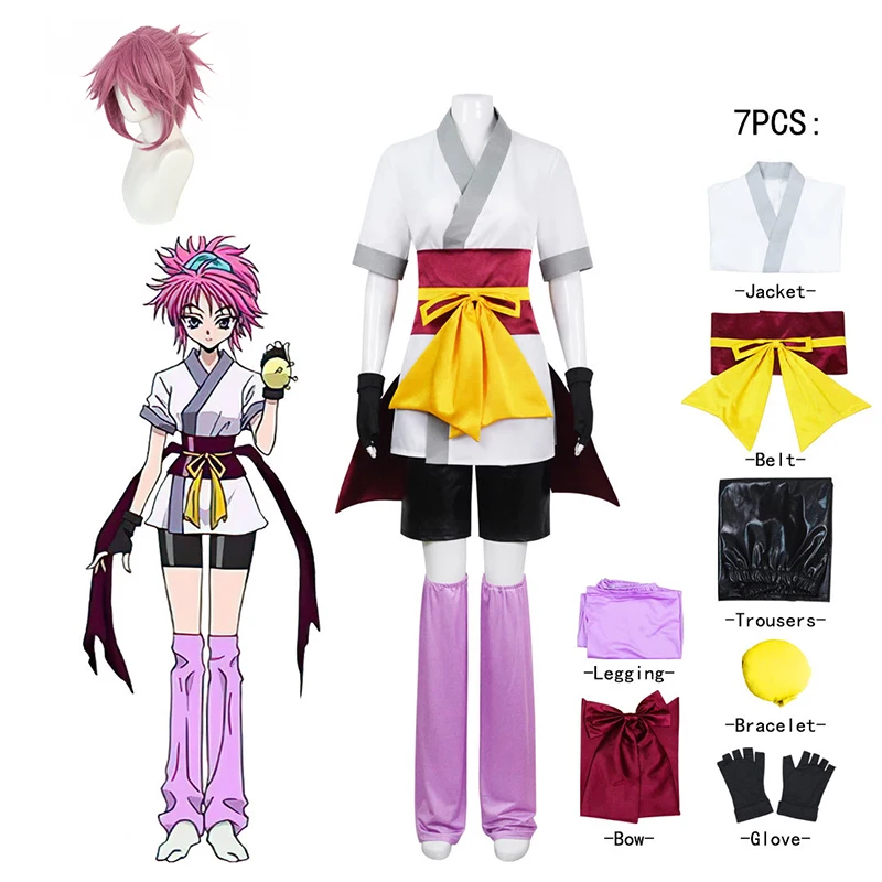 

Японские костюмы для косплея из аниме Machi Hunter X Hunter Komacine, Женская фантомная труппа с фиолетовым париком, карнавальный костюм на Хэллоуин