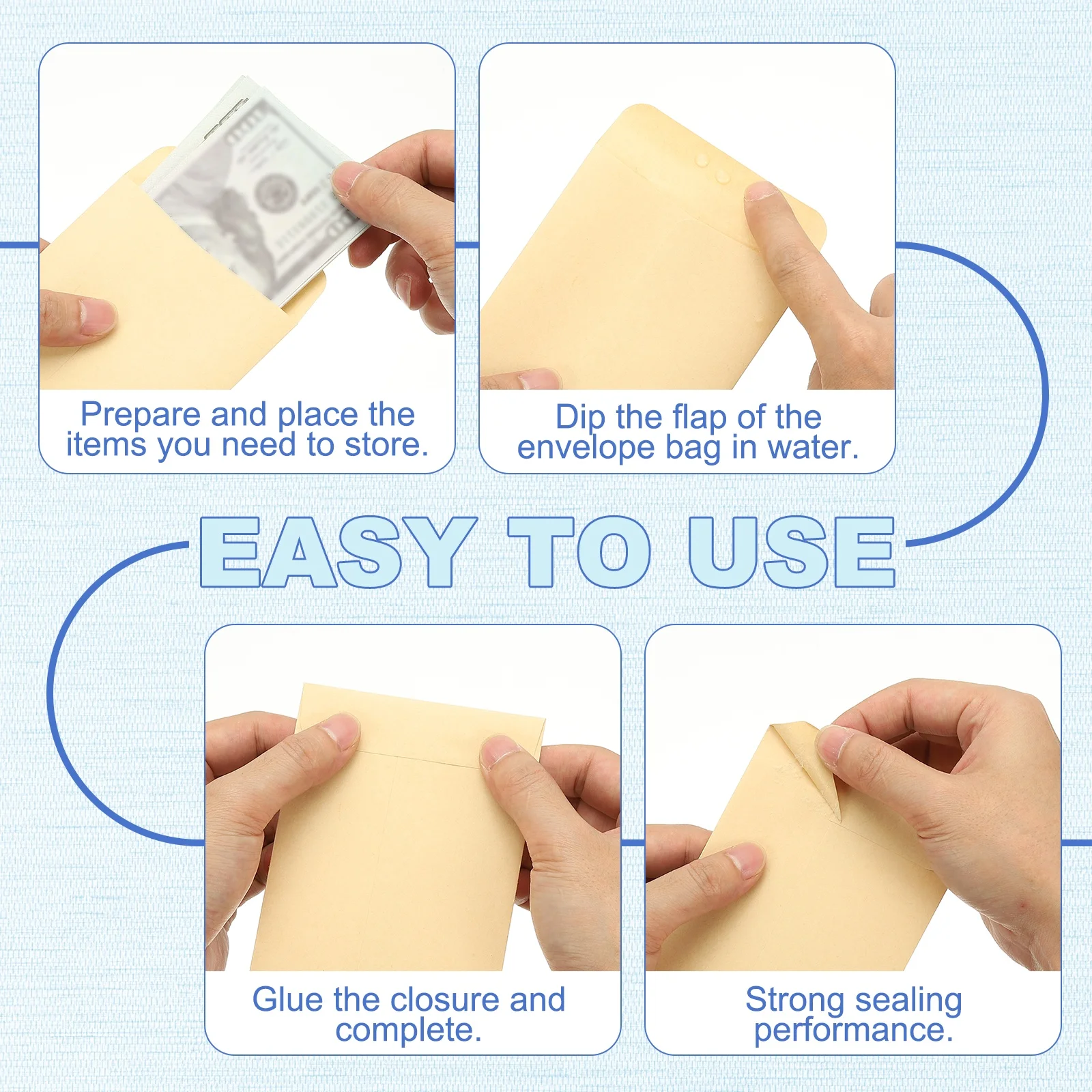 100Pcs 16.5x8.89cm Money Blank Paper Envelopes Gift Card Packaging Envelope Cash Envelopes Money Holder Bags for Checks Tickets