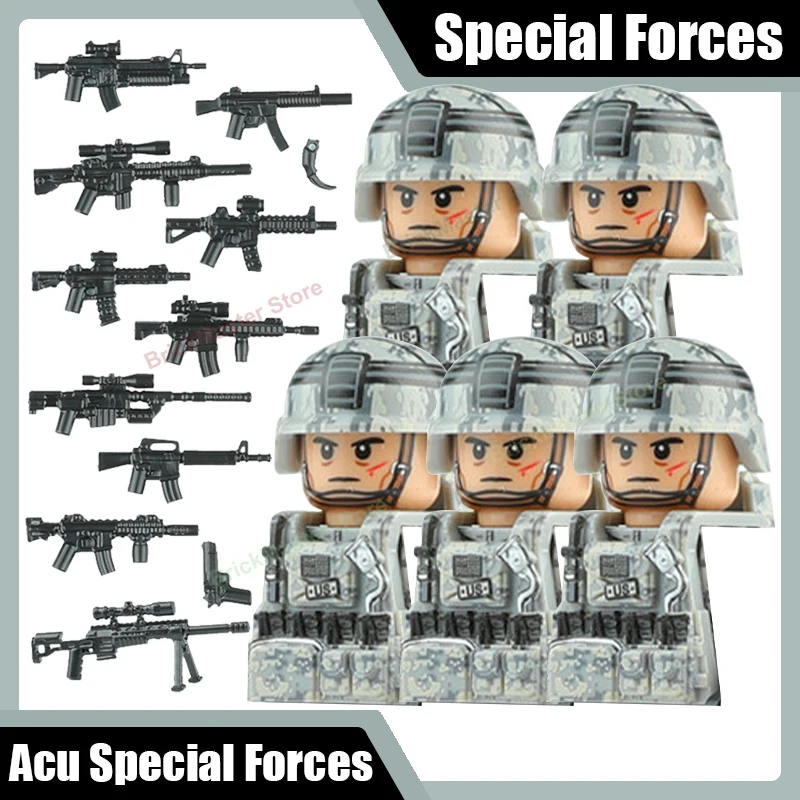 MOC Military Commando Special Forces Building Blocks Russia British City SWAT Police Soldier Figure VDV Backpack Bricks Toy Gift