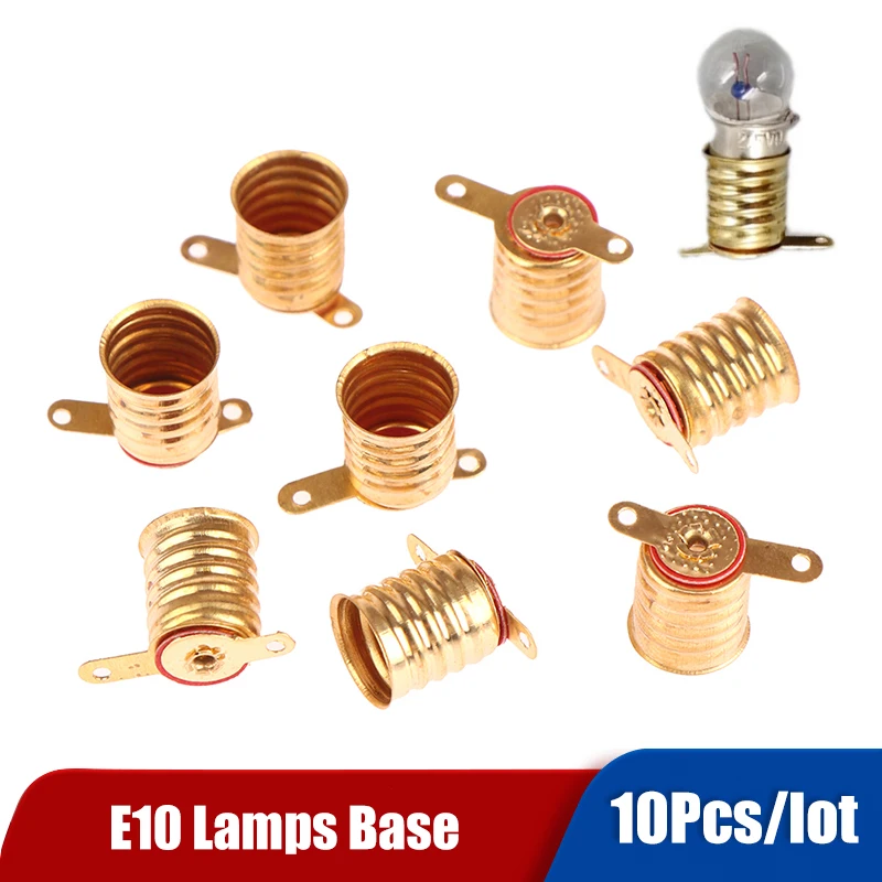 10Pcs E10 Screw-Type Copper Lamps Base Bulb Small Electric Bead Lamp Holder Home Experiment Circuit Electrical Test Accessories