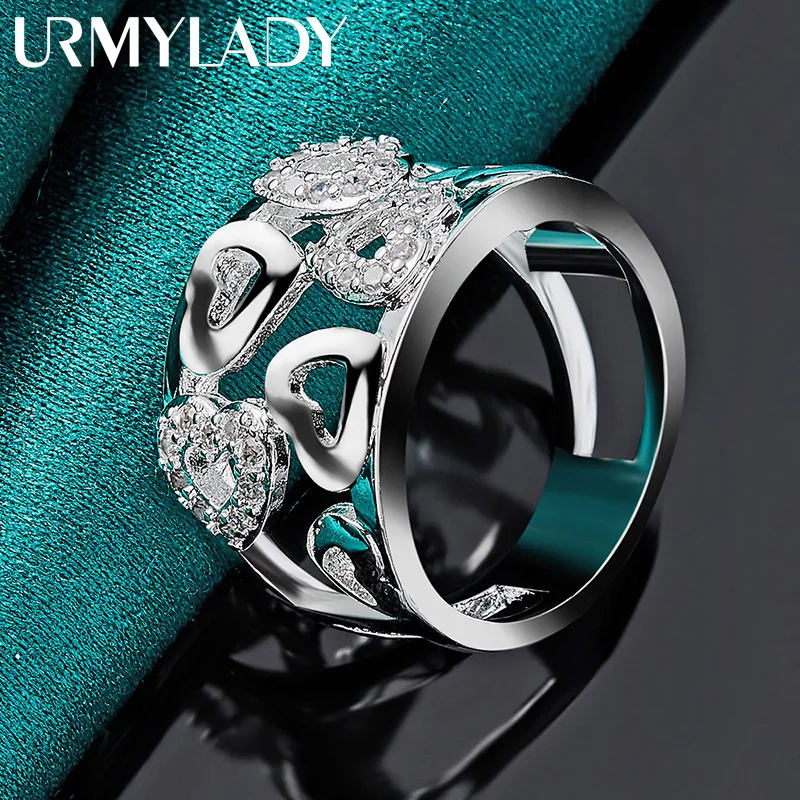 Women's 925 Silver Heart Zircon Wedding Ring