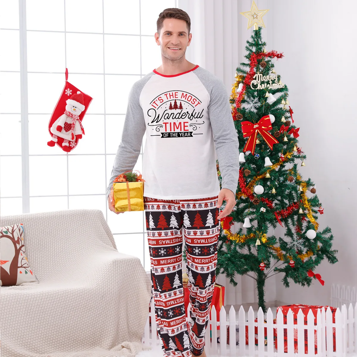 عيد الميلاد تأثيري حلي الوالدين والطفل ملابس المنزل رسالة الربط قطعتين مجموعة الأسرة موضوع حفلة لعب الأدوار وتتسابق