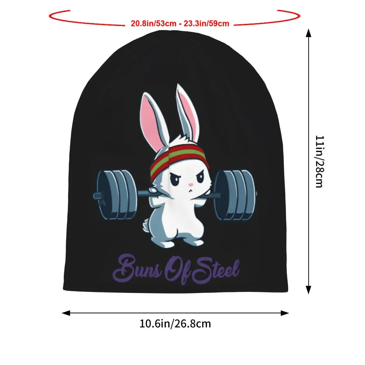 Buns Of Steel Fitness Rabbit Bunny Lover Gym Workout Men Women Thin Beanies Windproof Ski Cap Double Layer Fabric Bonnet Hat