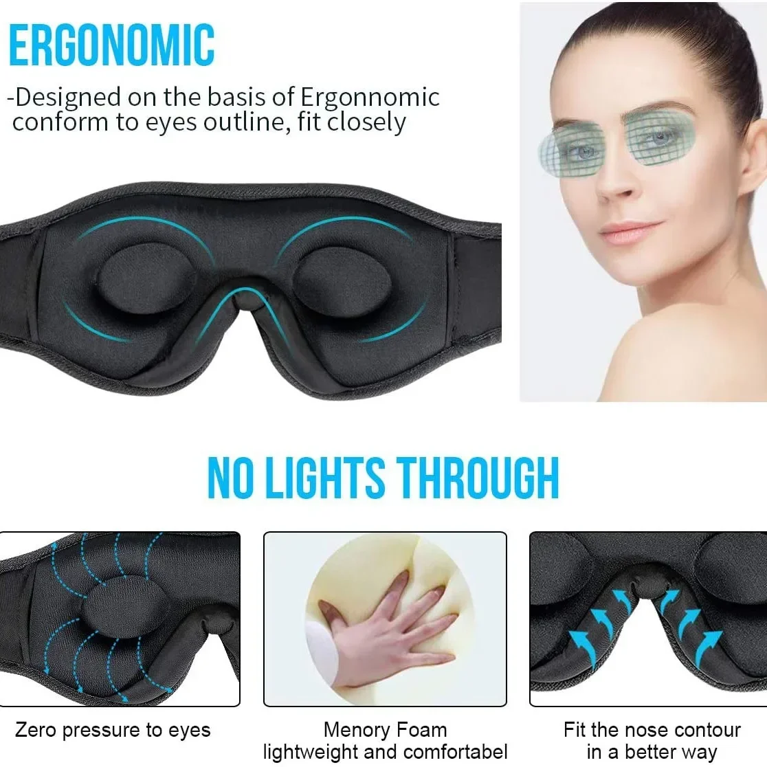 Mask For Sleep Headphones Bluetooth 3D Eye Mask Music Play Sleeping Headphones with Built-in HD Speaker image 4