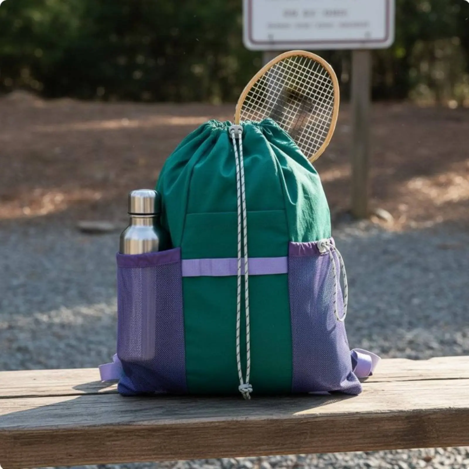 

Drawstring Backpack Extremely Lightweight Badminton Racket Bag Lightweight Gym Bag Multiple Pockets Portable Trip Daypack