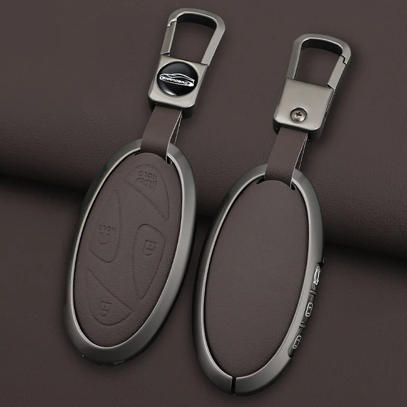 Car Key Case for Hyundai Grandeur GN7 2023 Kona Ev 2023 Alloy+ Leather Car Smart Romote Key Fob Cover Accessories Protection