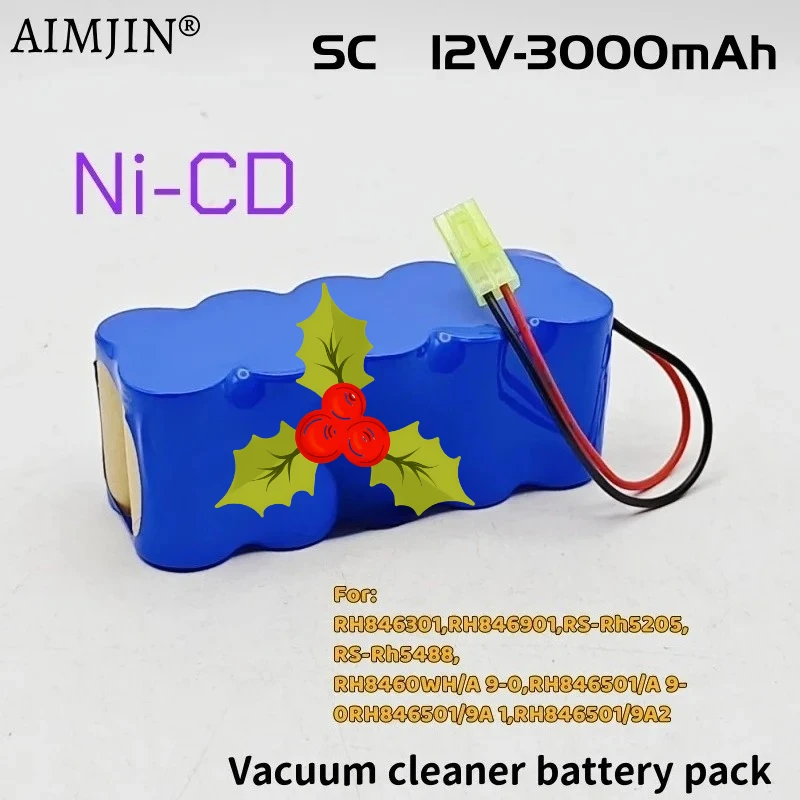 

12V Rowenta Robot Vacuum Cleaner Battery SC Ni-CD 3000mAh For RH5488, RH846301, RH846901, RS-Rh5205