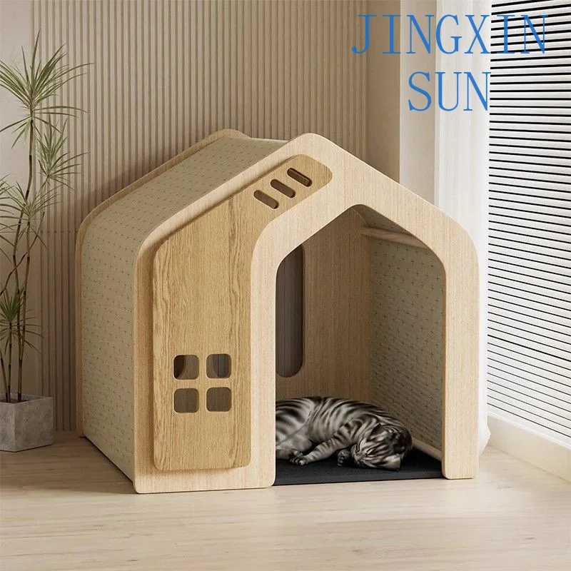 Solid wood cat kennel, universal kennel in all seasons, warm cat house in winter, dog house
