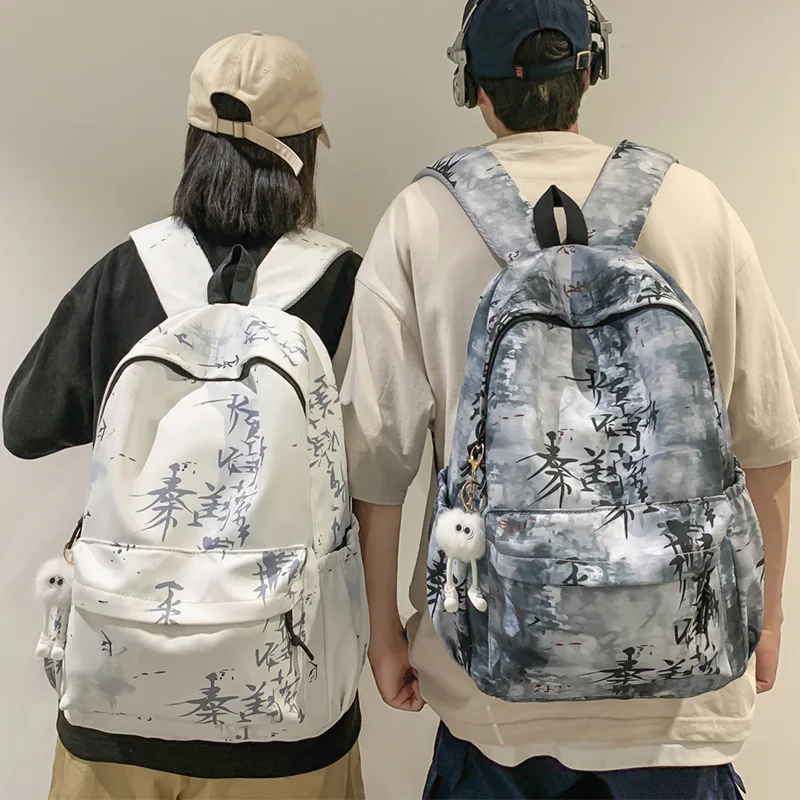 Men's Large Capacity Dyed Backpack Simple Design Casual Style for High School College Students Double Shoulder Bag JIFANPAUL