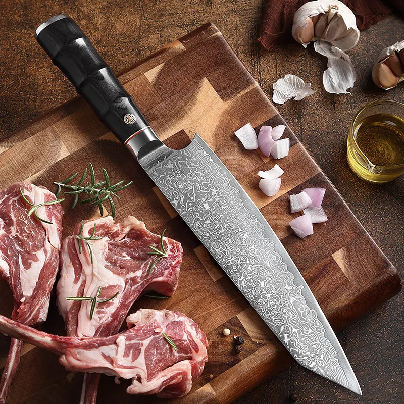 67th floor Damascus steel kitchen chef's knife, Japanese style kitchen knife, household sharp cutting knife