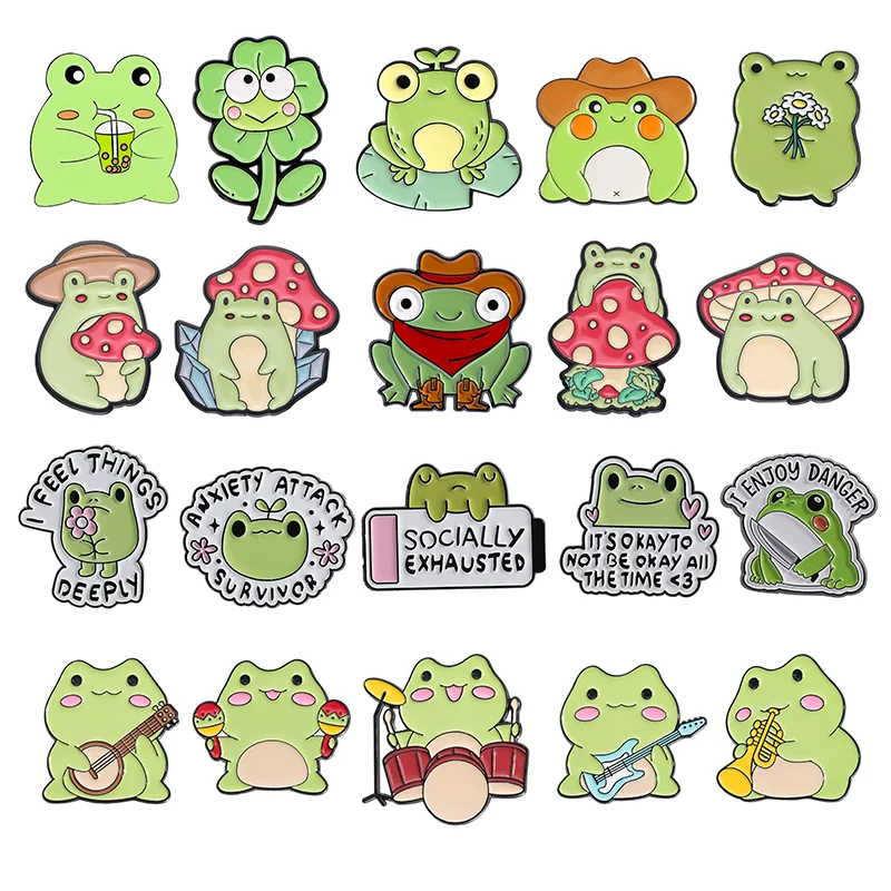 رجل أحب الضفادع المينا دبابيس مخصصة Frogtographer Pun دبابيس قميص طوق التلبيب شارات الضفدع مجوهرات هدية للأطفال الأصدقاء