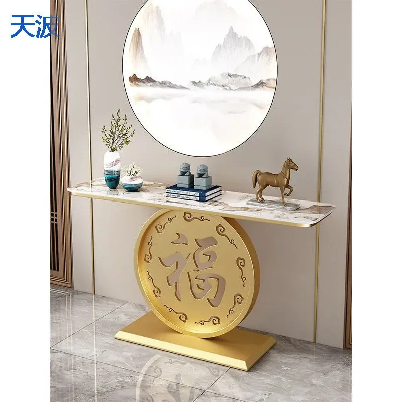 

Прочный коридор у стены, современный простой стол с торцевым видом, кремовый стиль, художественный входной стол, итальянский свет