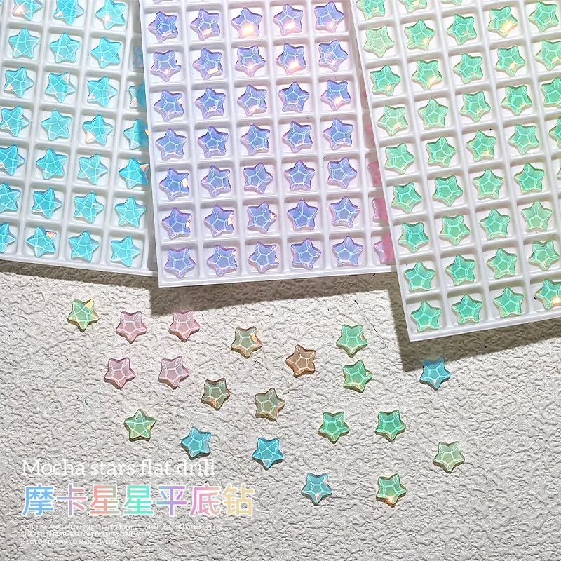 50 pçs super brilho macaron colorido pentagrama fundo plano diamantes arte do prego strass decorações manicure diy ondulação encantos