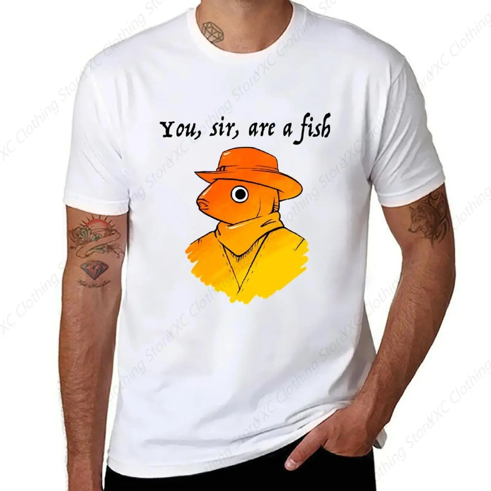 You're a fish,men's T-shirt- Short Sleeve Crew Neck Soft Fitted Tees S - 6XL Fresh Classic Basic Tshirts