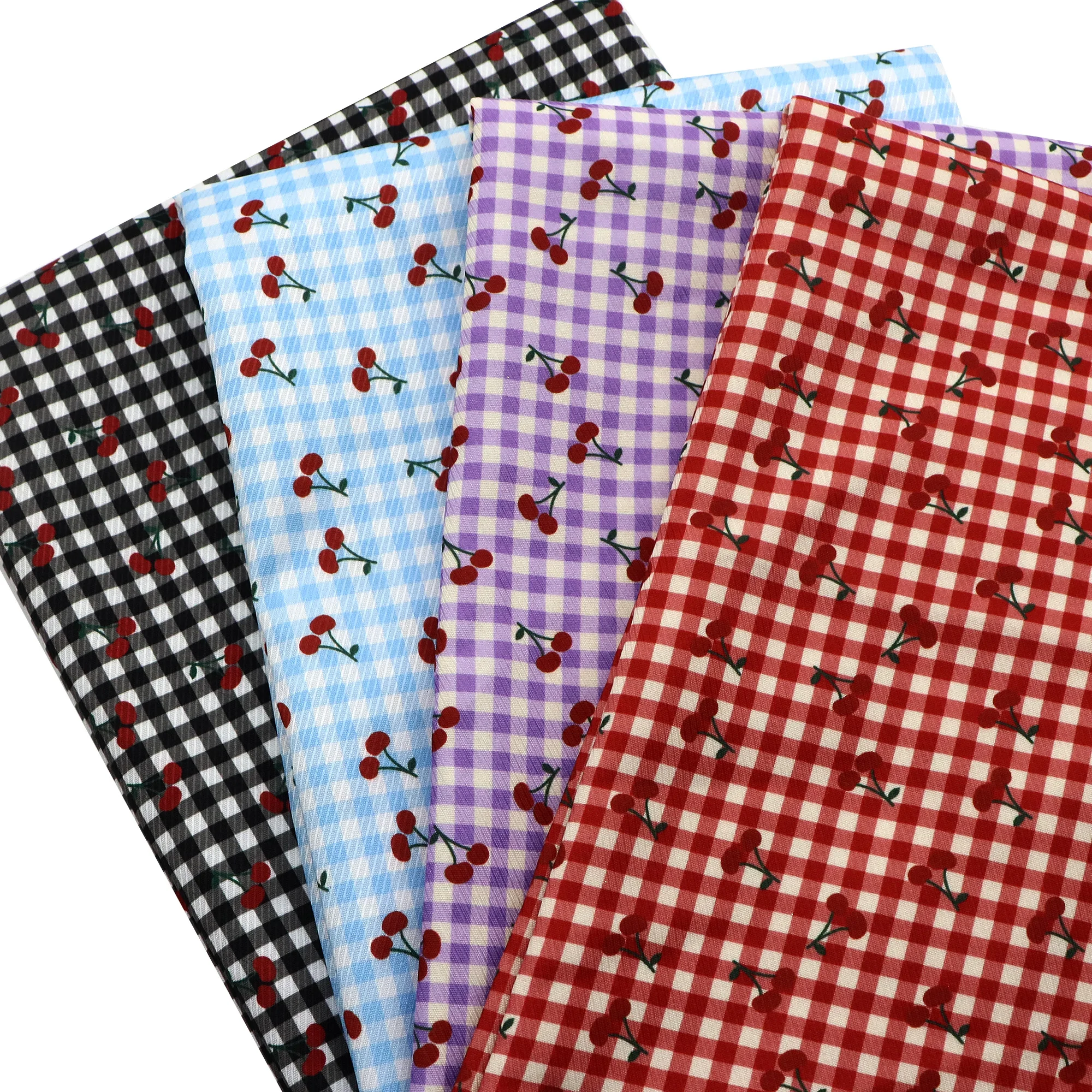 

Pre-cut 1pc Cherry Tartan Printed Twill Polyester Fabric 59x19.68 Inch Precut Fabric - Vibrant Red Cherry & Plaid Patterns,