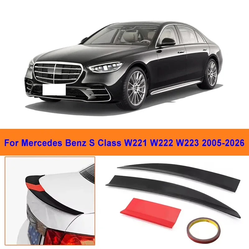 

For Benz S Class W221 W222 W223 2005-2026 3-Section ABS Rear Trunk Spoiler 115-125cm Adjustable Sports Decor Top Wing Car Parts