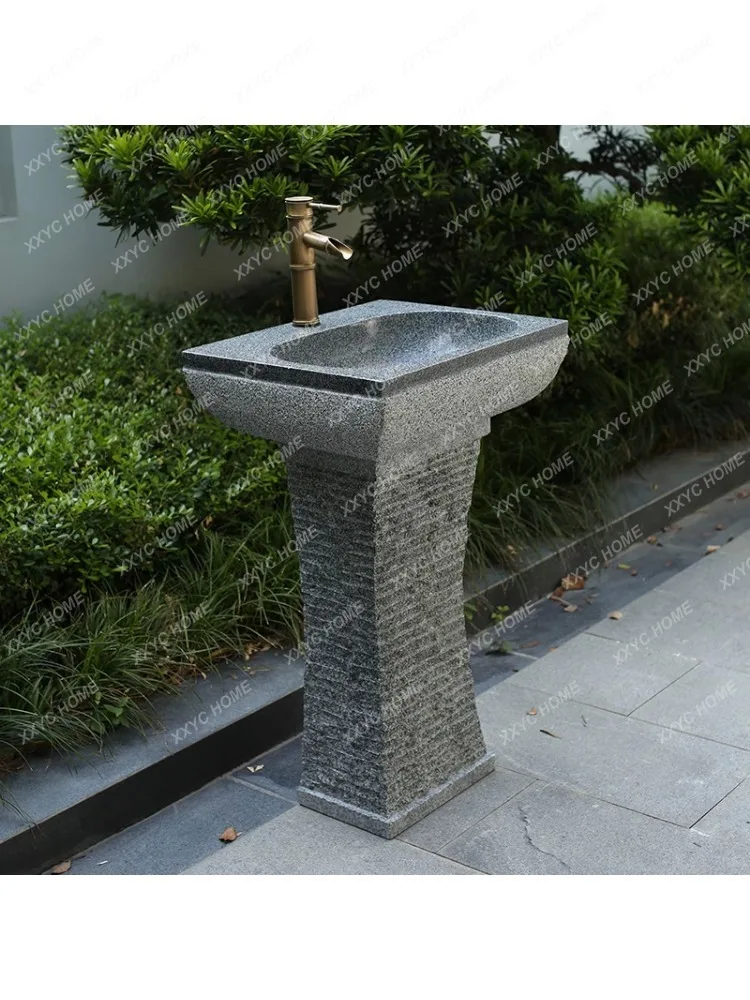 Courtyard Pool Inter-Platform Basin Stone Pedestal Basin Floor-Standing Washbasin Outdoor Stone Wash Basin