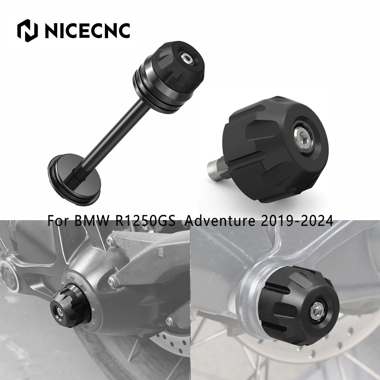 For BMW R1250GS /R1250GS Adventure R1250 GSA 2019-2024 NICECNC Rear Axle Crash Protector Frame Slider Falling Protector Crash