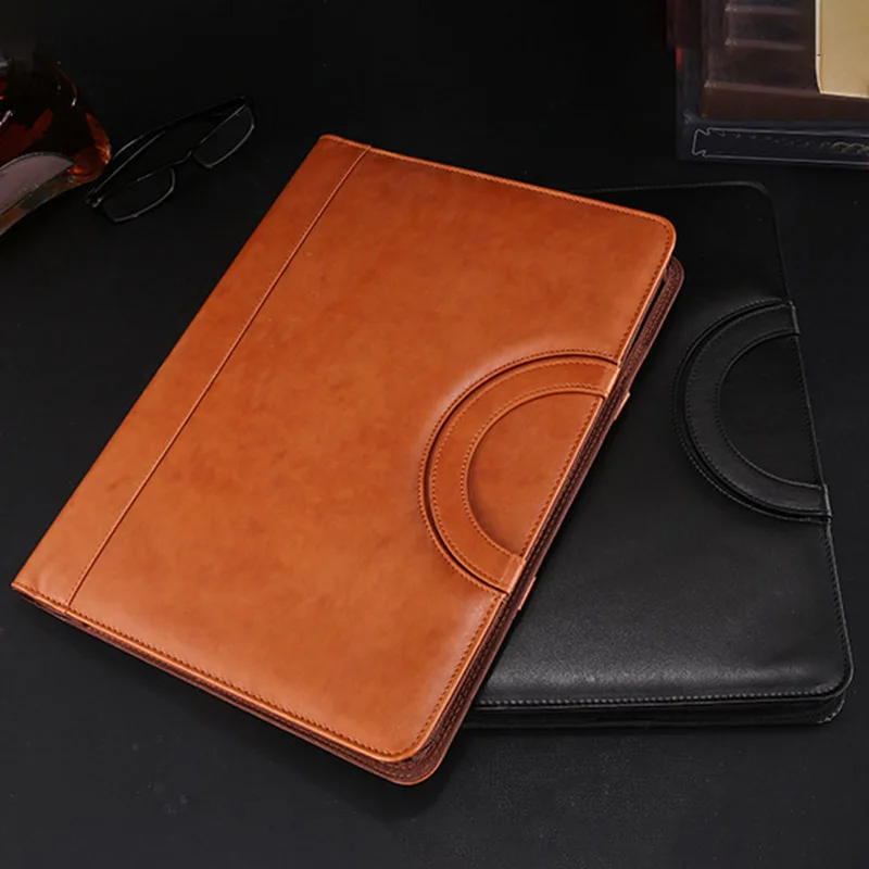 A4 Multifunctional Folder PU Leather Zipper Bag for Notebook Business Travel Folder Accessories Convenient