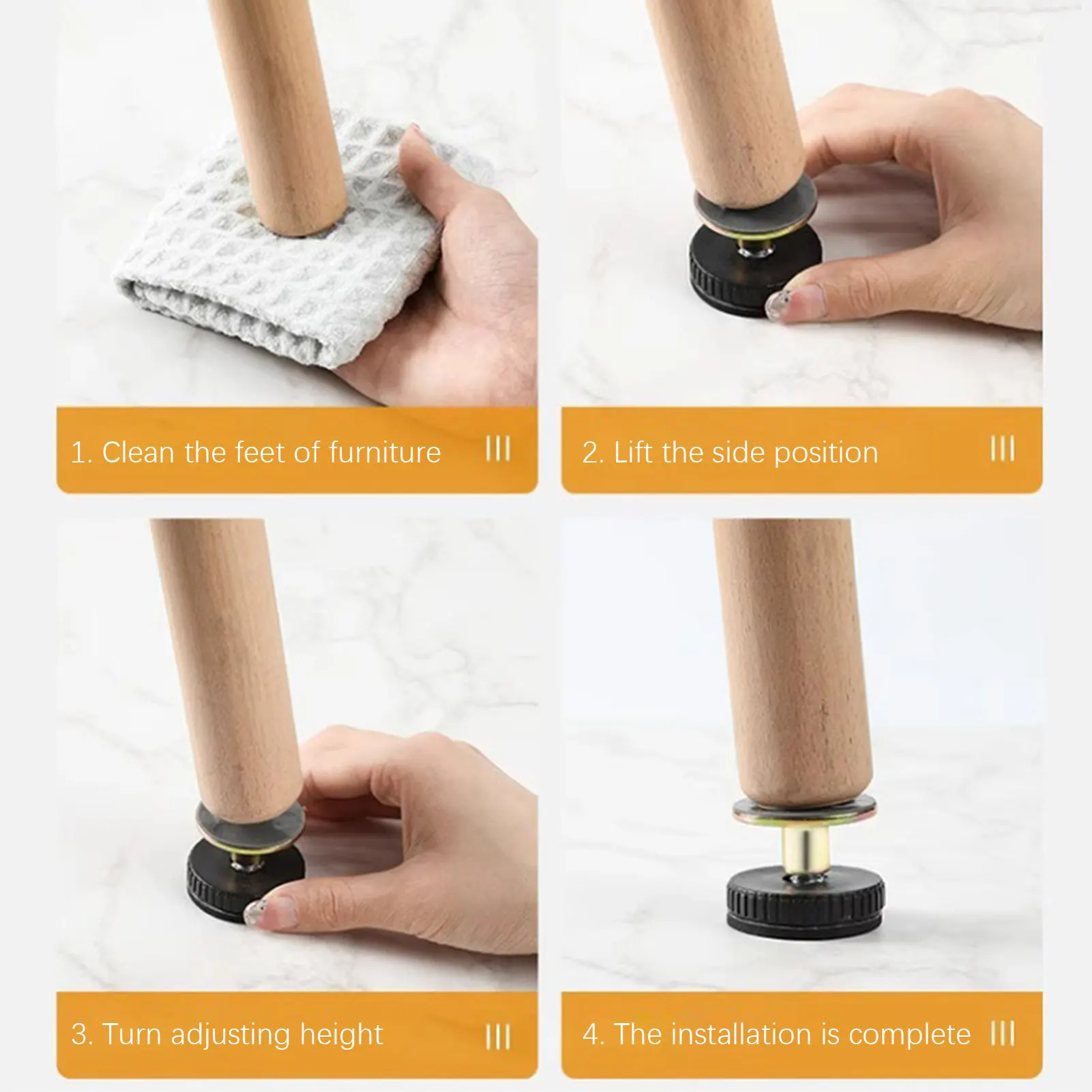 4 szt. Regulowane podpórki pod nogi mebli Sofa łóżko narzędzia do montażu wstrząsowego meble stabilizatory do szafek do mebli akcesoria stałe