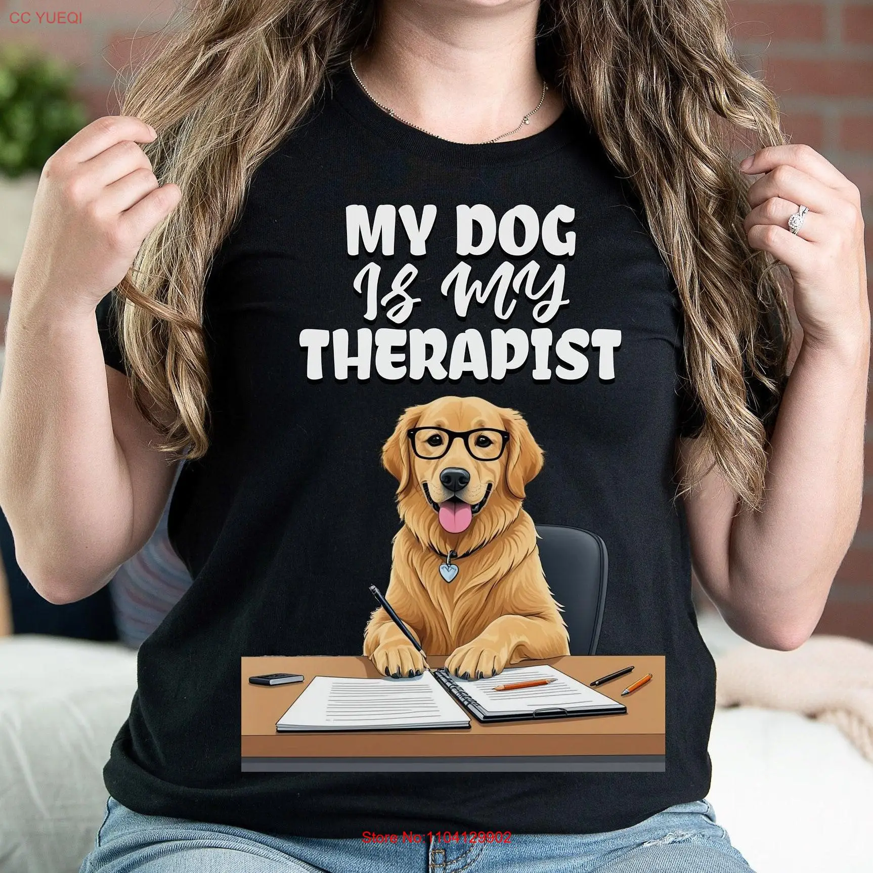 

Golden Retriever TherapisT T Shirt Funny Dog Lover Pet Therapy Cute Animal Humor Unique Owner Mental Health tee