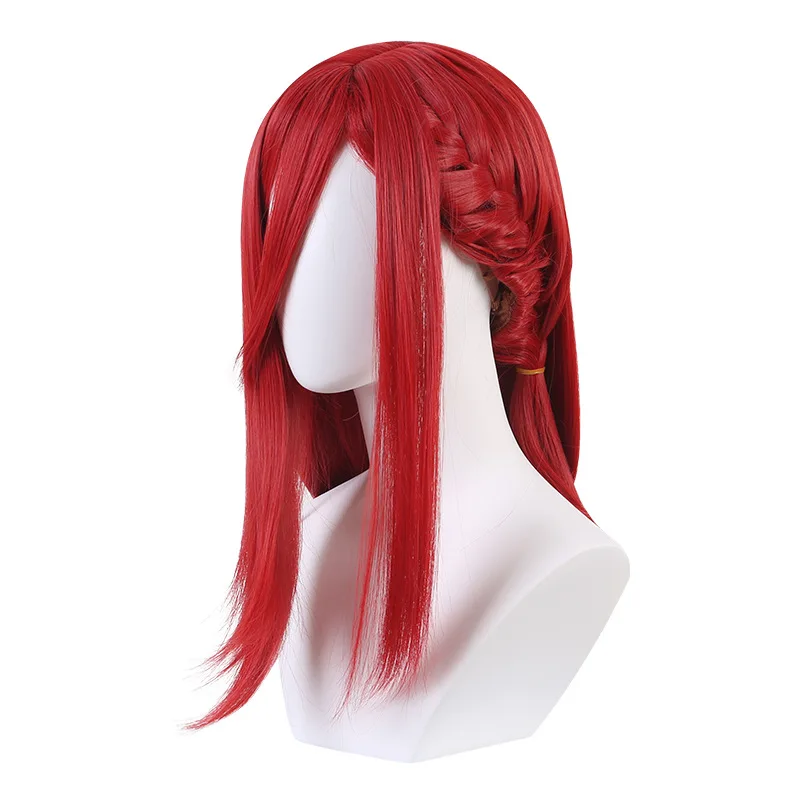 Peluca de Cosplay de caballo de leopardo de corte de mil prisión azul, peluca de Cosplay de Anime estilo trenzado de gatillo lateral rojo