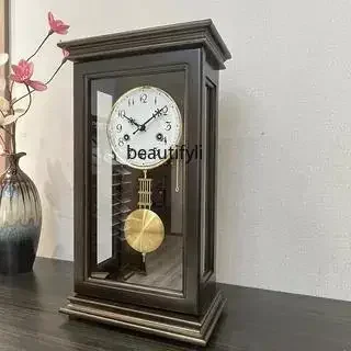 R غرفة المعيشة الصينية الجديدة ساعة مقعد ميكانيكية الطراز القديم حركة الساعة المنزلية الرجعية ساعة سطح المكتب R #3