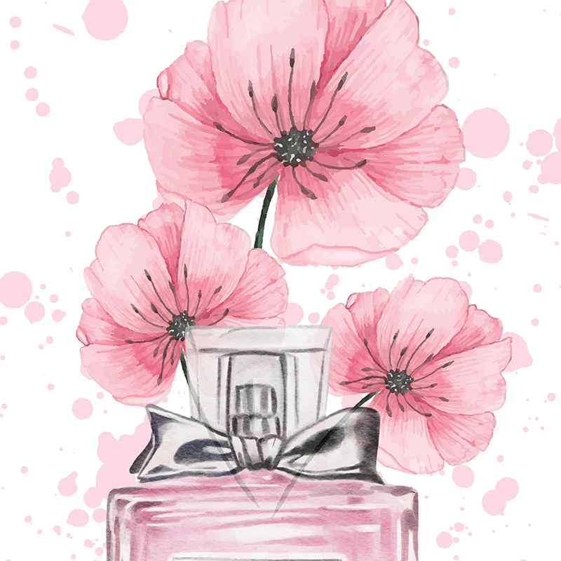 Fashion Perfume Pink Bottle Art Canvas Painting Nordic Posters And Prints Modern Illustration Wall Picture For Living Room Decor