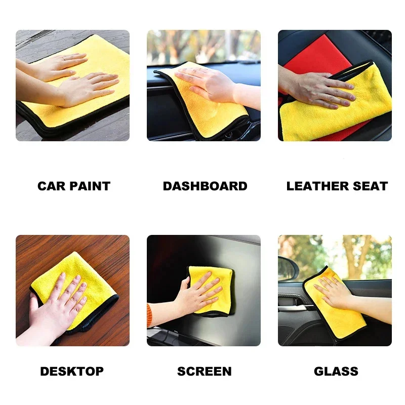 Microfiber Towel Car Interior Dry Cleaning Rag for Car Washing Tools Auto Detailing Kitchen Towels Home Appliance Wash Supplies image 4