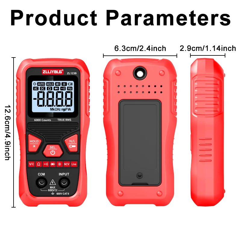 4000 Counts Digital Smart Multimeter Transistor Tester True RMS Auto Elektrische Kapazität Meter Temperatur Widerstand – Detail 1