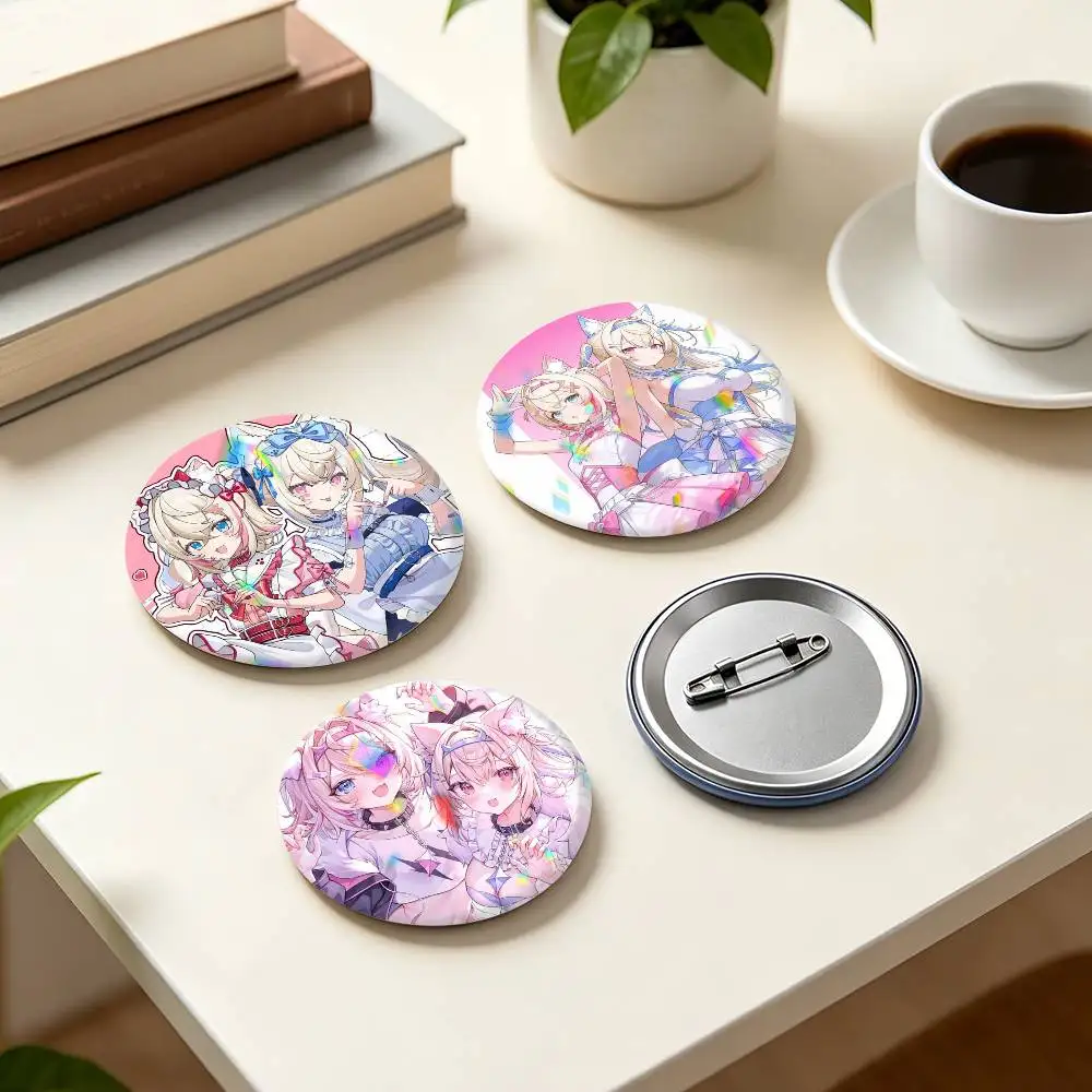 Cute Virtual Girl F-Fuwamoco  25 32 44 58 75mm Badges Personalized Round Brooches Pins Accessory Gift