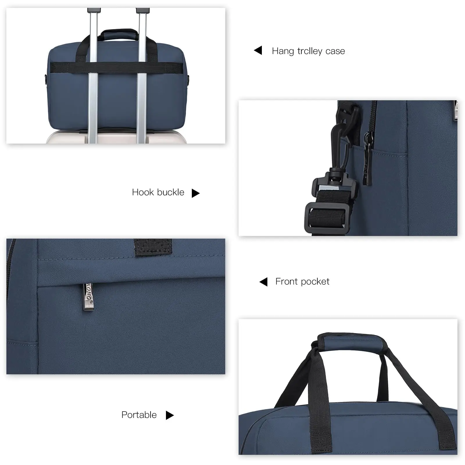 Kono Under Seat Carry-on Flight Bag: Holdall Cabin Luggage with Shoulder Strap