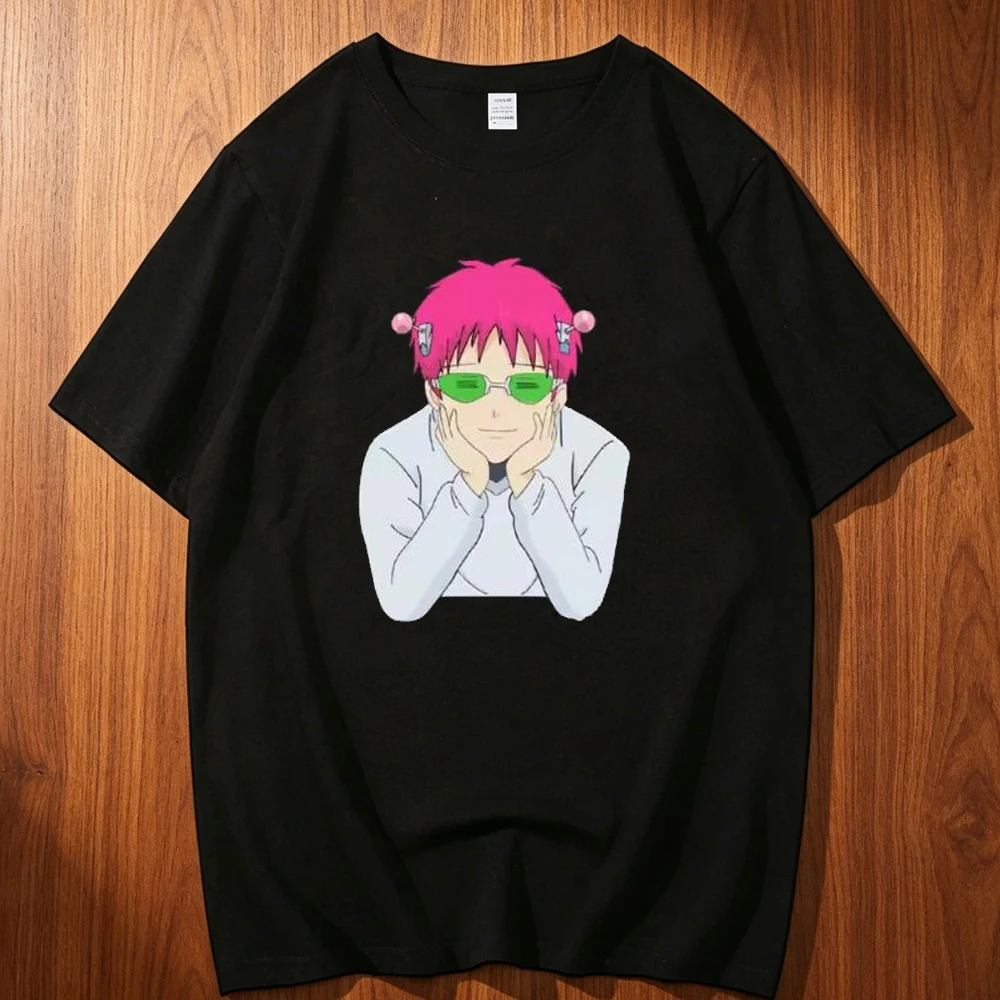 Saiki k cotton t shirt teen Retro anime Pop Culture Classic graphic Psychedelic shirt 80s aesthetic Breathable University