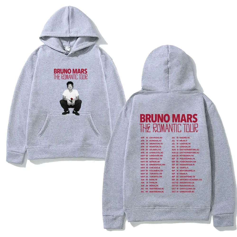 

Худи Брюно Марса The Romantic Tour 2026: Высококачественная толстовка для осени/зимы с капюшоном, флисовая, в стиле Харадзюку, комфортная