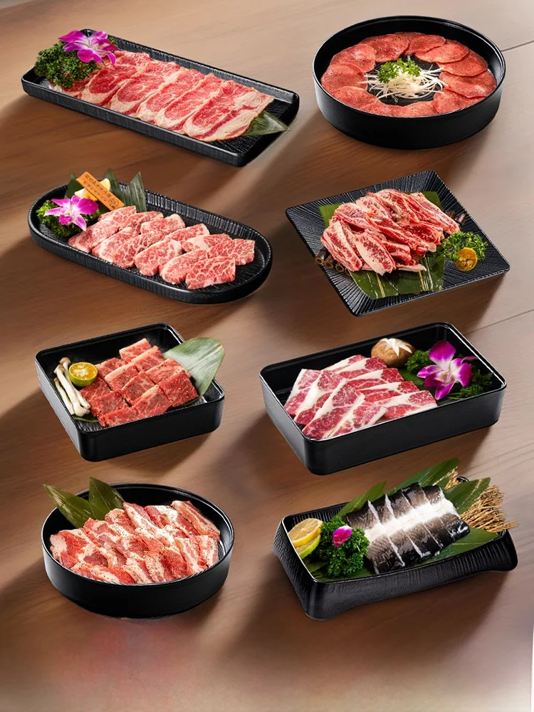 Placa multifuncional Bla Rectangular BBQ Di para carne de res, servicio en Sle japonés, uso comercialmente como placa lateral Di