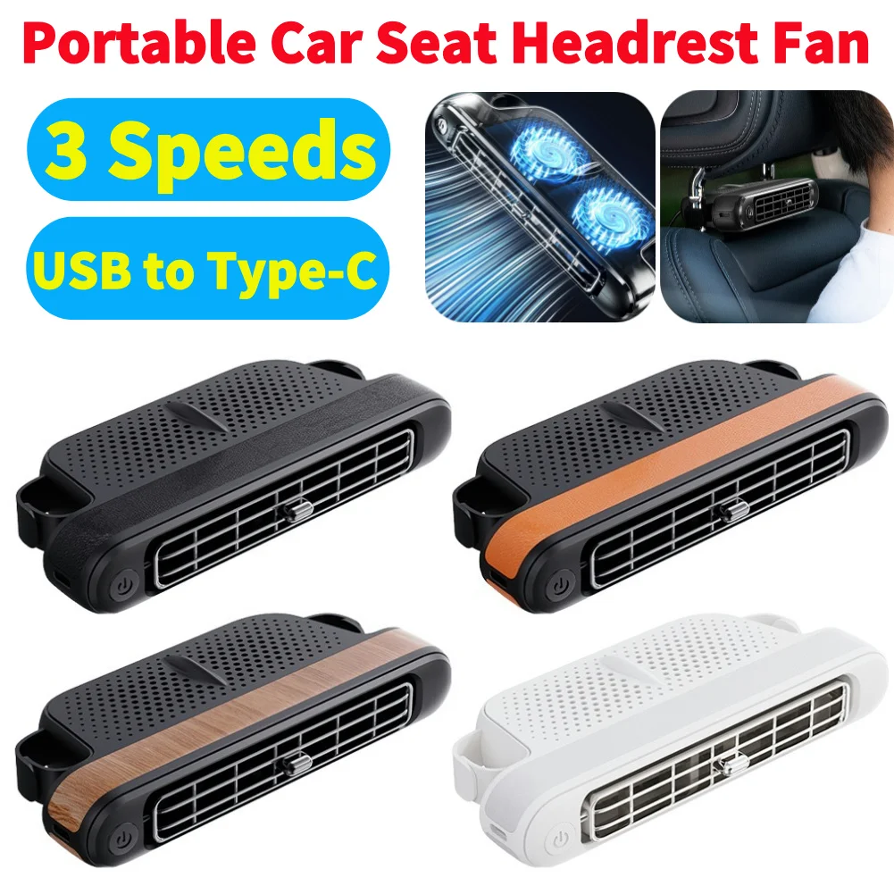 

USB Car Cooling Fan for Backseat 3 Speeds Portable Car Seat Headrest Fan 5V/2A Electric Car Seat Fan for Mini Cars RVs Sedans