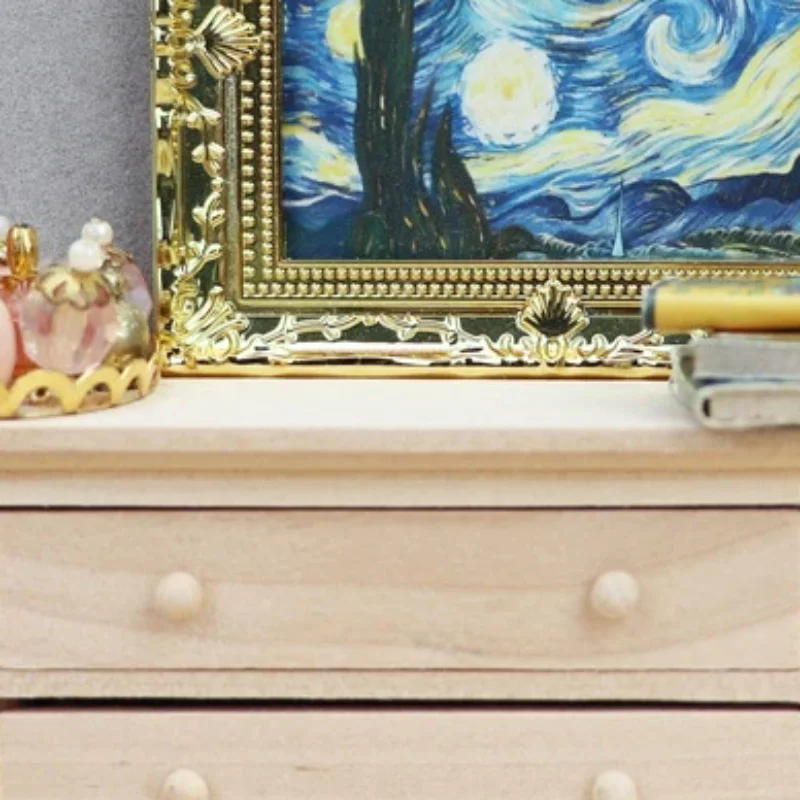 1:12 Dollhouse Miniature Storage Drawer Cabinet Locker Bedside Table Furniture Model Decor Toy Doll House Accessories