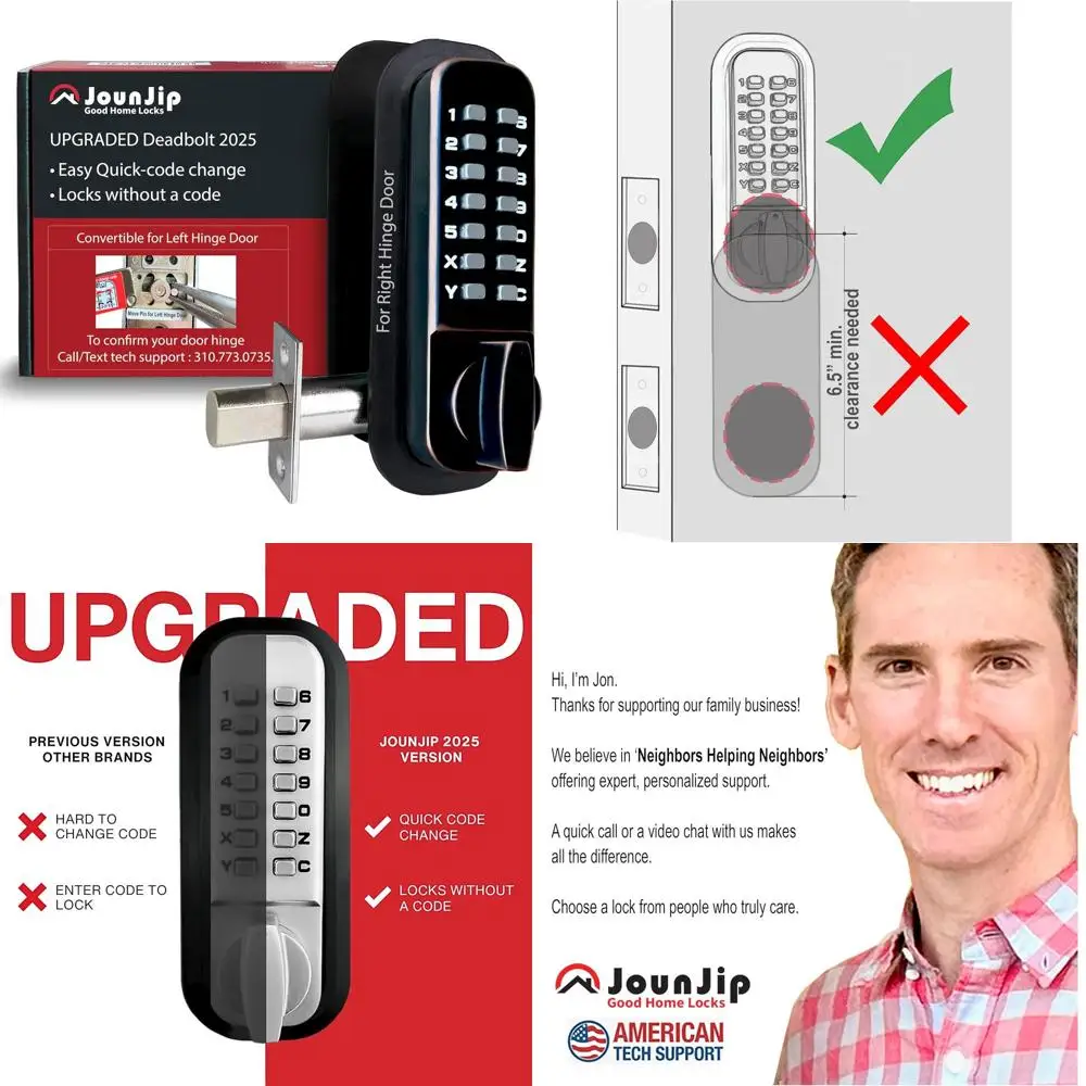 

Механический засов с поворотной ручкой - без кодового замка - цвет «Масляная бронза», 100% механический, обновление 2025 года