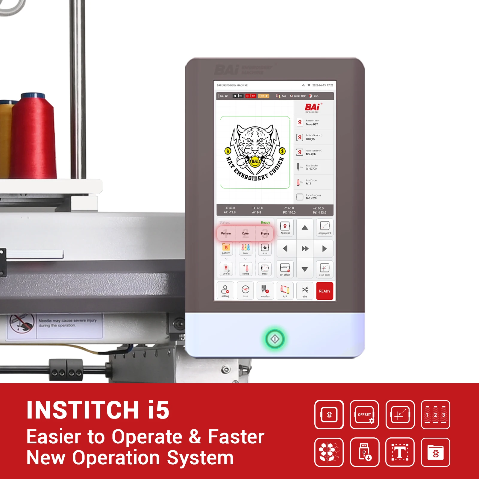 YG Customized BAi Door To Door Service Digital Industrial Single Head Cap Hat Computer Embroidery Machine For Sale