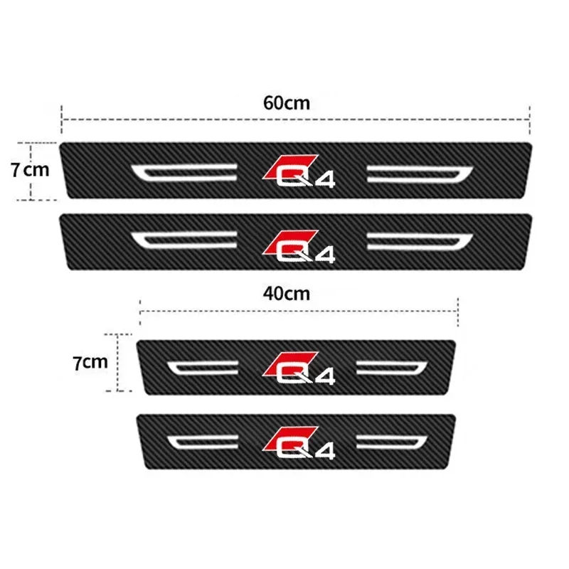 Carbon Fiber for Audi Q4 Car Front Rear Door Threshold Stickers Rear Trunk Sill Tape Waterproof Decals Scuff Plate Accessories