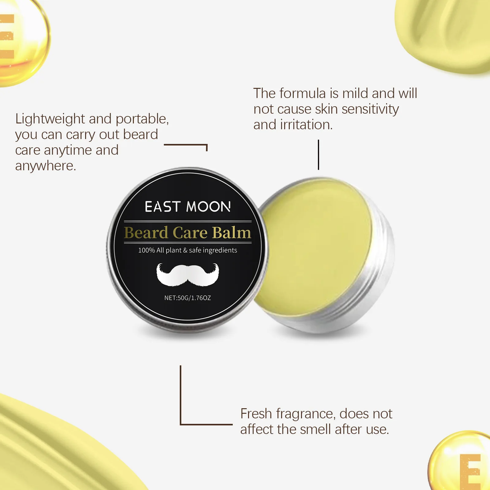 Vitamin E Beard Care Cream Reduce Dry Strengthen Shaping Moisturize Growth Improve Smoothing Charming Styling Beard Groomed Wax