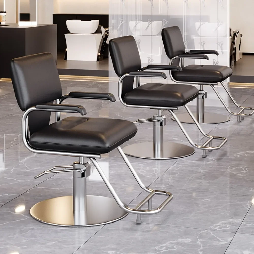 Barbershop chair stainless steel rotatable hair salon special hair cutting and hairdressing chair dyeing and perming beauty