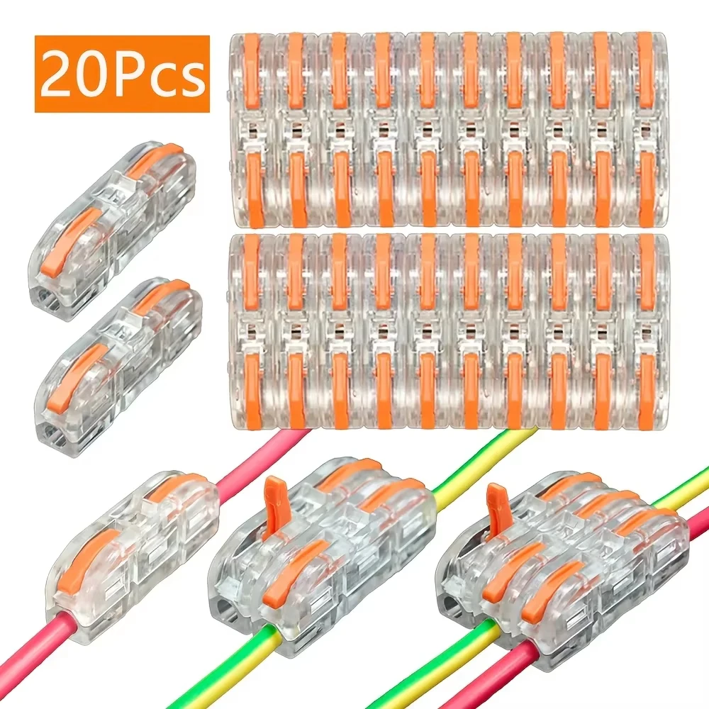 20Pcs/50Pcs Universal Quick Connect Wire Connectors 28-12AWG Flame Retardant Transparent Press-fit Electrical Terminal for Home