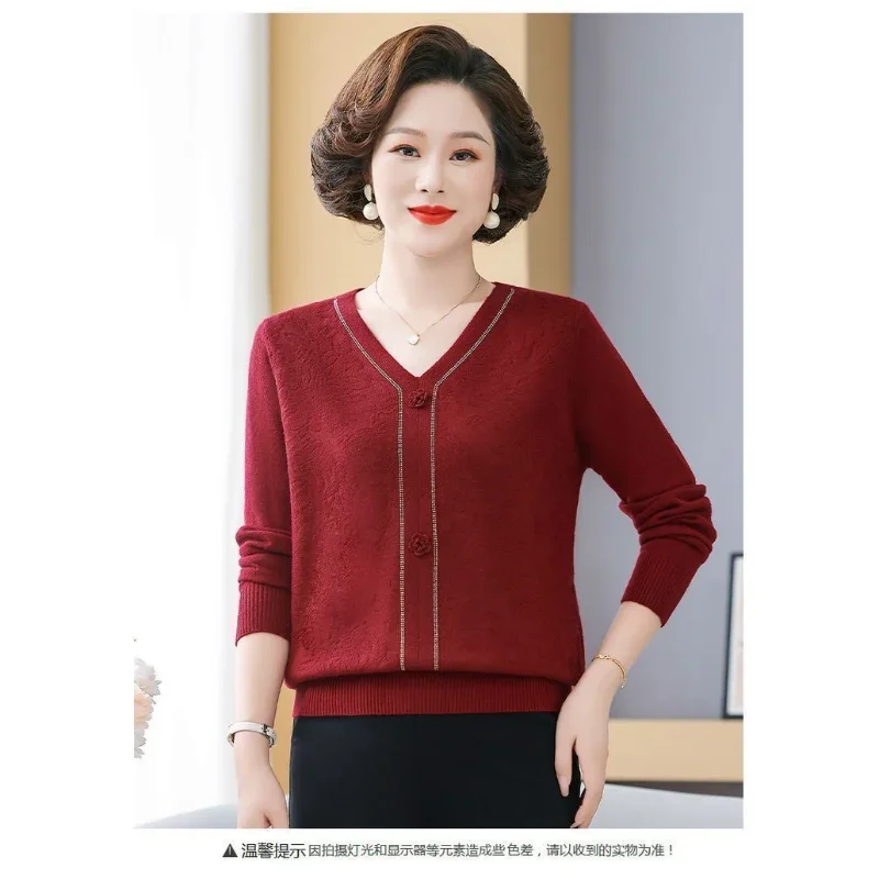 

Thread Casual Fashion Sweater Top Women's Long-sleeved Pullover Button