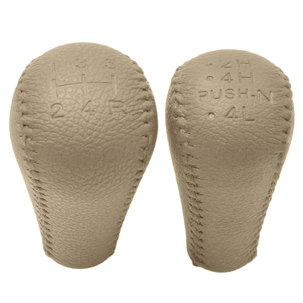 Mango de cambio de marchas ergonómico, balonmano de 5 velocidades, Material de sensación lujosa, cuero Beige no poroso, cambio de marchas de dos piezas
