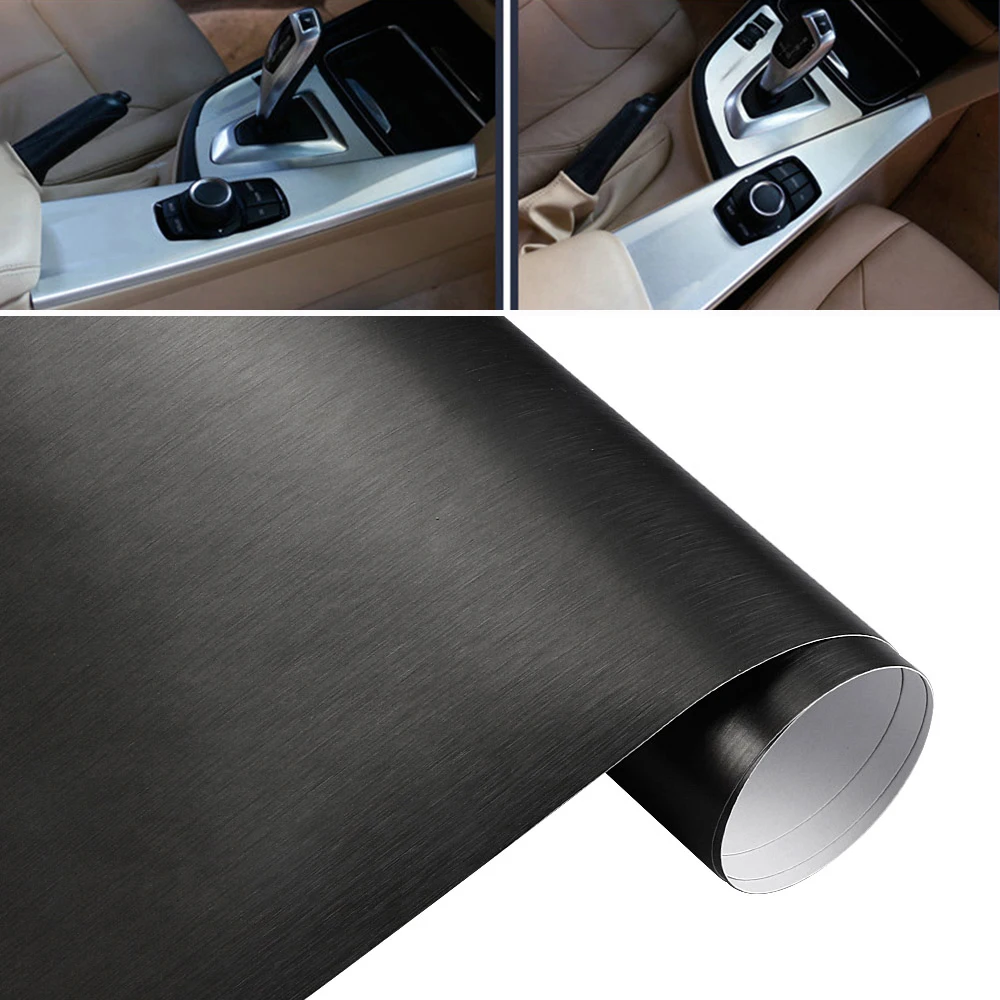 50*200/600cm Car Chrome Brushed Film Plating PVC Vehicle Wrapping Tinting Vinyl Foil DIY Wire Drawing Auto External Accessory