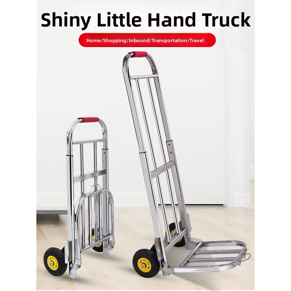 stainless-steel-folding-shopping-cart-portable-hand-pulled-cargo-carrier-plated-pull-rod-small-cart-for-moving