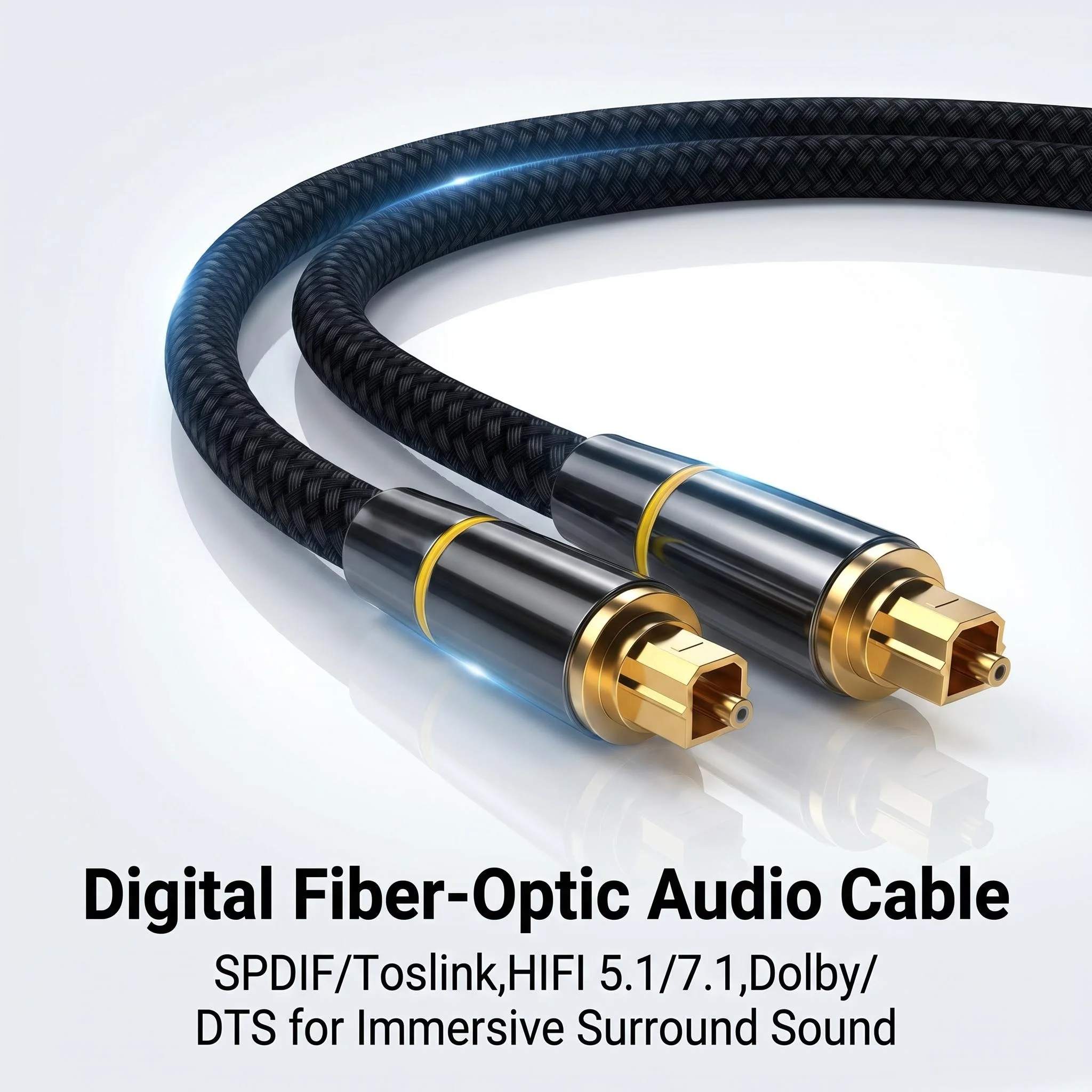 Optical Audio Cable Fiber Optic Cord SPDIF Digital Audio Optical Cable for Soundbar, Stereo Systems, Home Cinema, Xbox One/PS4